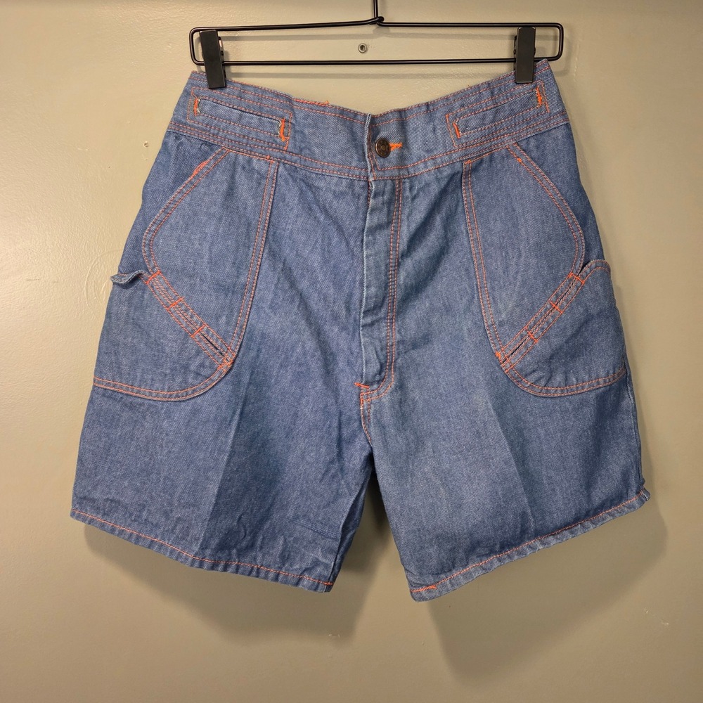 Vintage Nan Dorsey Women's Pull On Denim Shorts‎ Constrast Stitch Size 34